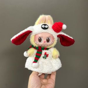 Labubu 一代/二代/三代 軟膠娃娃 可穿戴聖誕服裝套裝，適用於娃娃鑰匙圈造型公仔，僅限服裝