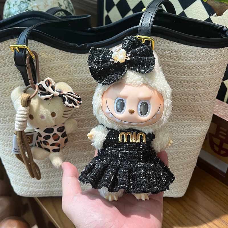 Clothing Only — Compatible with 17cm Labubu Figures, 1st/2nd/3rd Gen Doll Outfits, PU Leather Costume Dress-Up Set