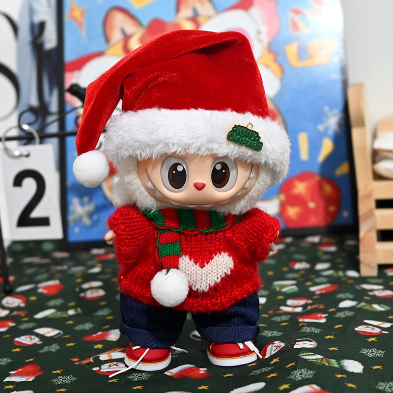 17cm Labubu Winter Christmas Outfit Set — Compatible with 1st/2nd/3rd Gen LABUBU Plush Dolls