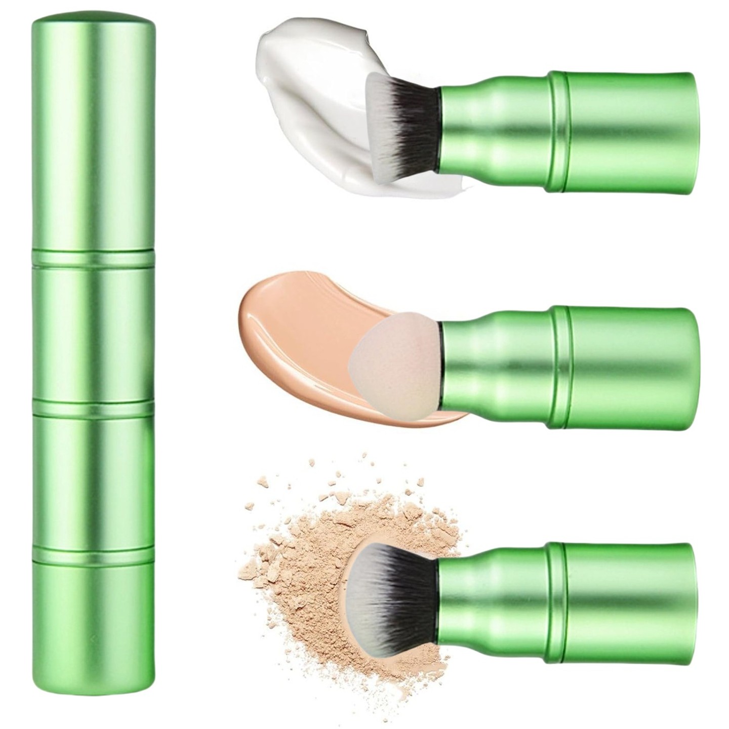 3-в-1 профессиональный набор кистей для макияжа, подходящий для нанесения кремового/жидкого/пудрового макияжа губчатой кистью, компактная кисть для макияжа с крышкой, можно сделать своими руками