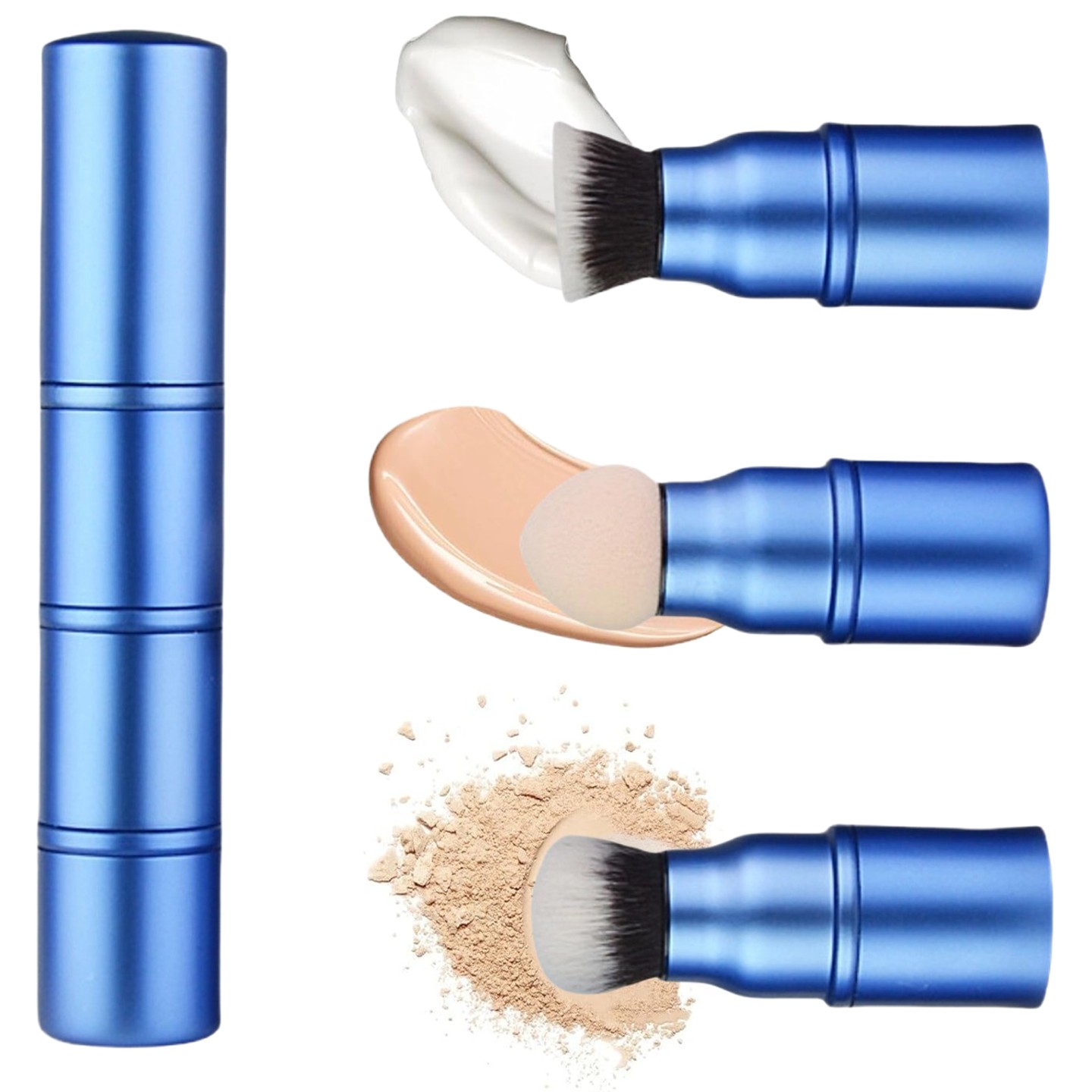 3-в-1 профессиональный набор кистей для жидкого тонального крема, кисть Кабуки для лица и румян, кисть для основы, пудровый спонж для пудры/жидких/кремовых текстур, для путешествий, косметика, кисти для макияжа с крышкой, Сделай сам