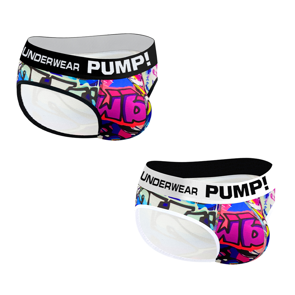 2 PCS Sexy Men s Underwear Graffiti Print Brief Low Waist With Bulging U Pouch Briefs For Men Fashion Panties