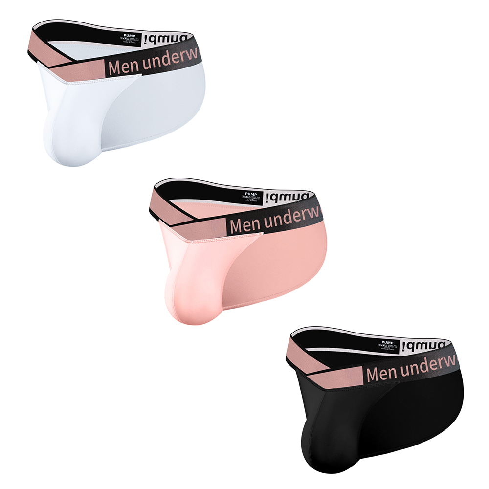 3PCS  Men Briefs Breathable Modal Panties Man Fashion V Belt Underwear Quick dry Lingerie U convex Triangle Underpants High Fork