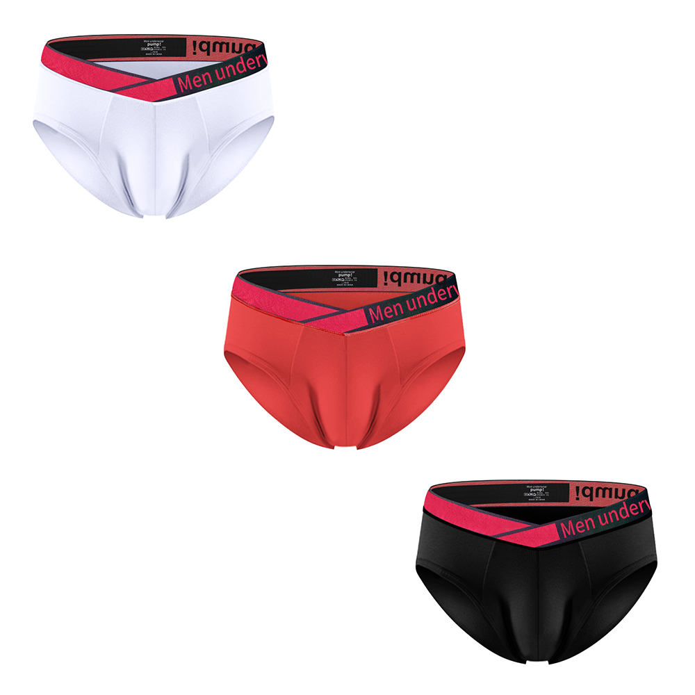 3PCS  Low Waist Mens Sexy Briefs Laser Gradient V Belt Fashion Men Underpants Modal Soft Man Underwear Comfortable Breathable