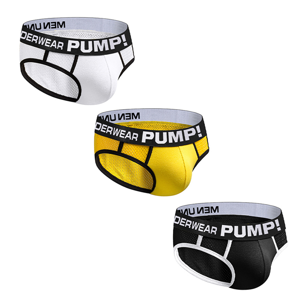 3 PCS  Men s Briefs Sexy Gun Bullet Separation Nylon Underwear Men U convex Mesh Breathable Fashion Man Sports Panties