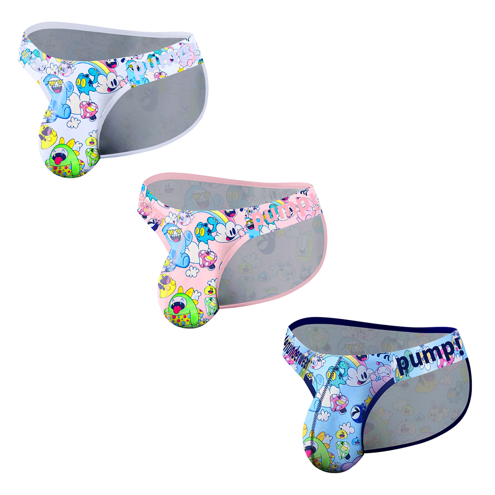 3PCS High Fork Sexy Men Briefs Big U Pouch Underwear Cartoon Animation Mens Low Waist Underpants Fashion New Lingerie