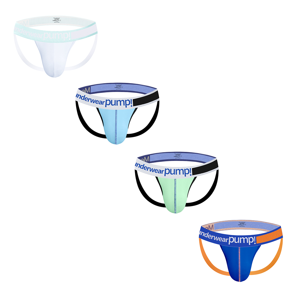 4PCS Double Men's Sexy Thongs Sissy Bikini Sports Fitness Breathable Men Jockstrap Underwear Cotton Low Waist T-Back Man U convex Panties