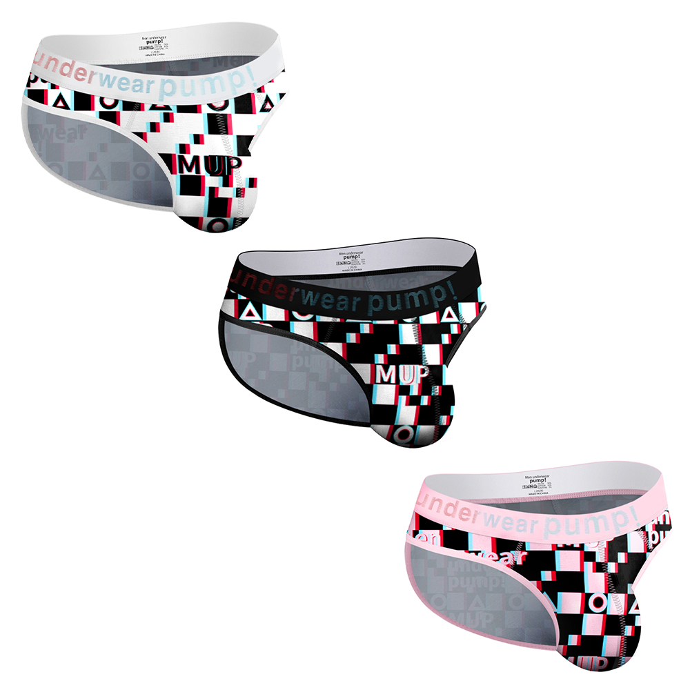 3PCS Plaid Element Men's Sexy Briefs U convex Print Underwear For Men Fashion Trend Tights Man Underpants Breathable Comfortable