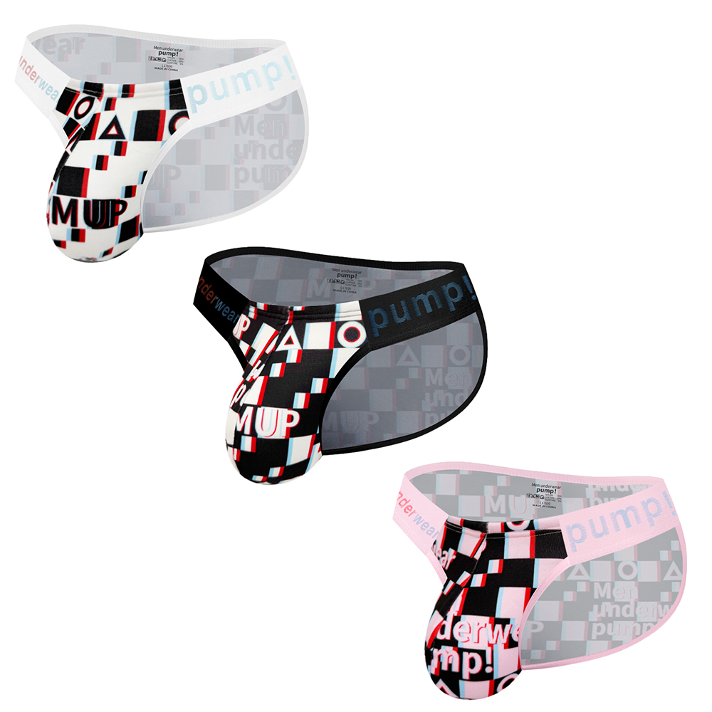 3 PCS  New Arrivals Sexy High Cut Mens Underwear Trend Fashion Grid Men Briefs Low Waist Sports Hip Raise U Pouch Underpants