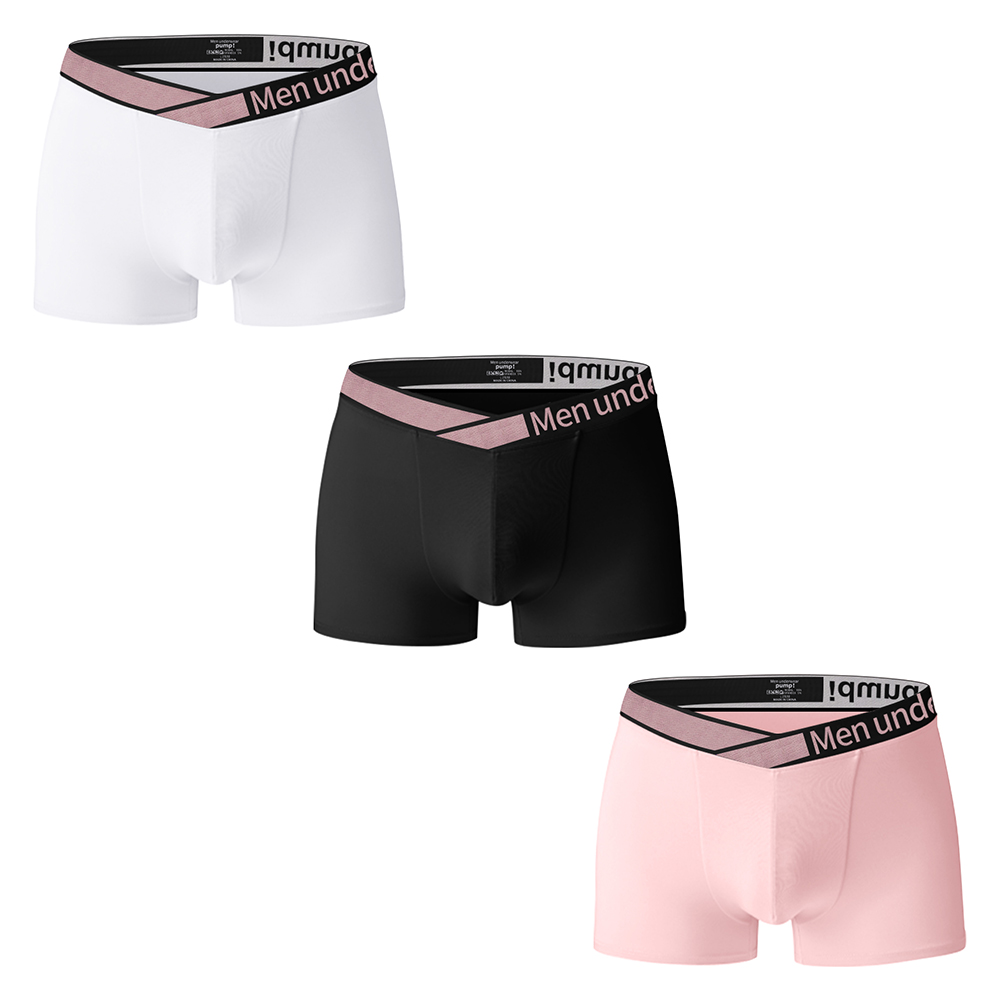 3PCS   V Gradient Belt Mens Boxers Modal Sexy U convex Men Low Waist Underwear Fashion Comfortable Sports Man Boxershorts Underpants