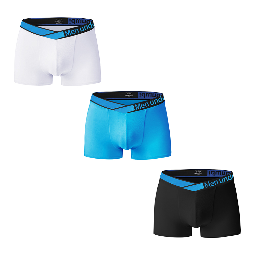 3PCS   Low Waist Men Hip Raise Underwear Fashion V Belt Gradient Mens Boxers Modal Soft Comfortable Sports Fitness Boxershorts Trunks Man