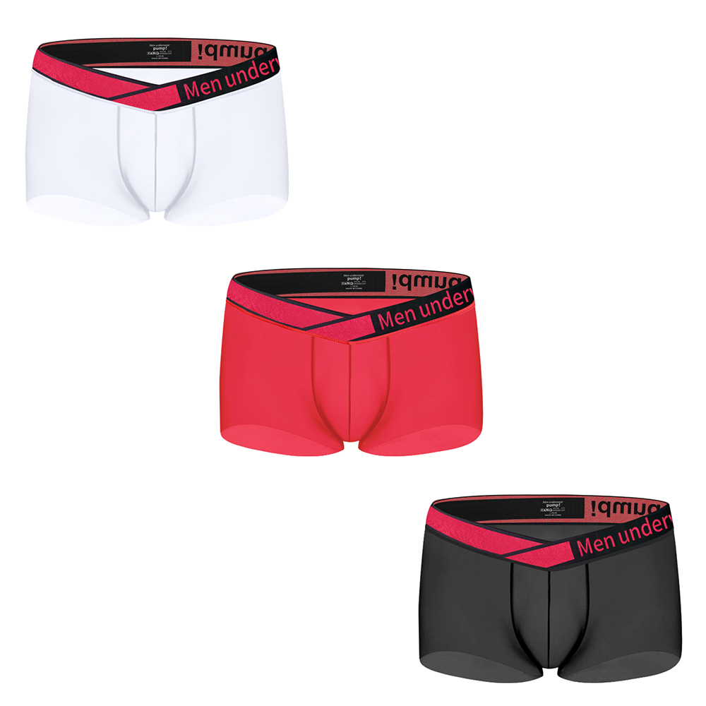 3 PCS   V Low Waist Mens Boxer Transparent Ultra-thin Ice silk Men Underwear Sports Breathable Sexy U convex Man Boxershorts Trunks