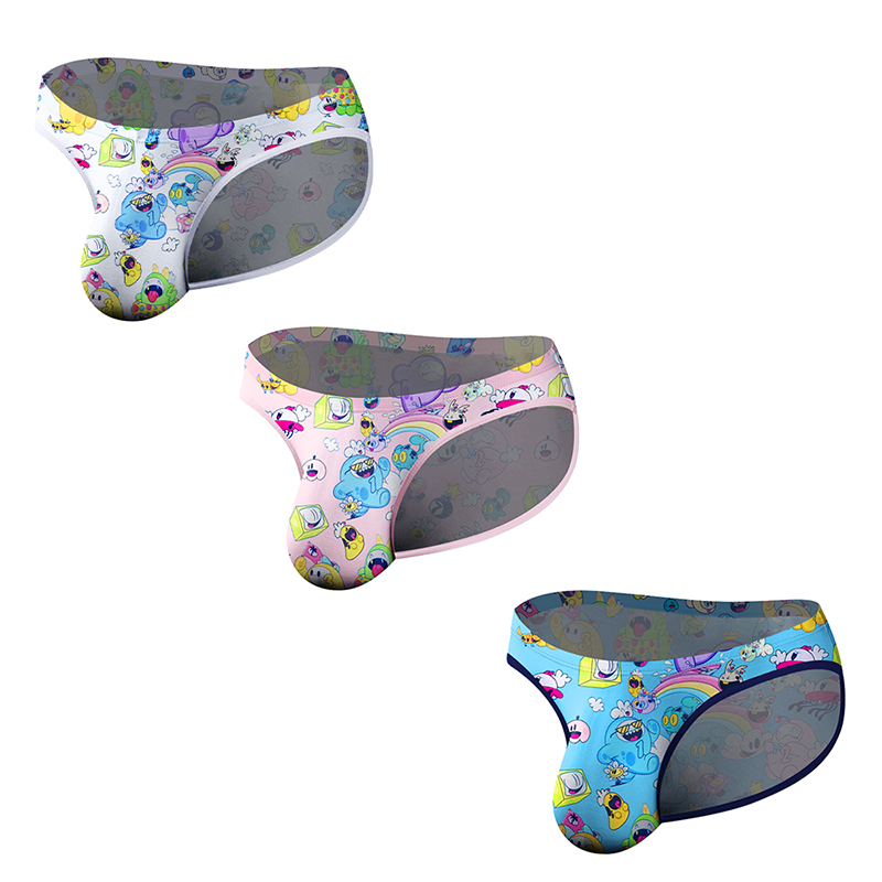 3PCS New Arrivals Bikini Triangle Mens Hip Raise Briefs Slim Fitting Underwear Soft Comfortable High Fork Sissy Sexy U convex Man Panties
