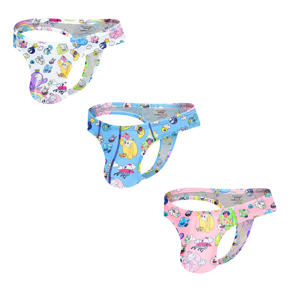 3PCS Cute Cartoon Thongs Mens Sexy Hip Raise Men Soft Underwear Comfortable Bikini Low Waist G-Srting Sissy Erotic Jockstrap T-Back