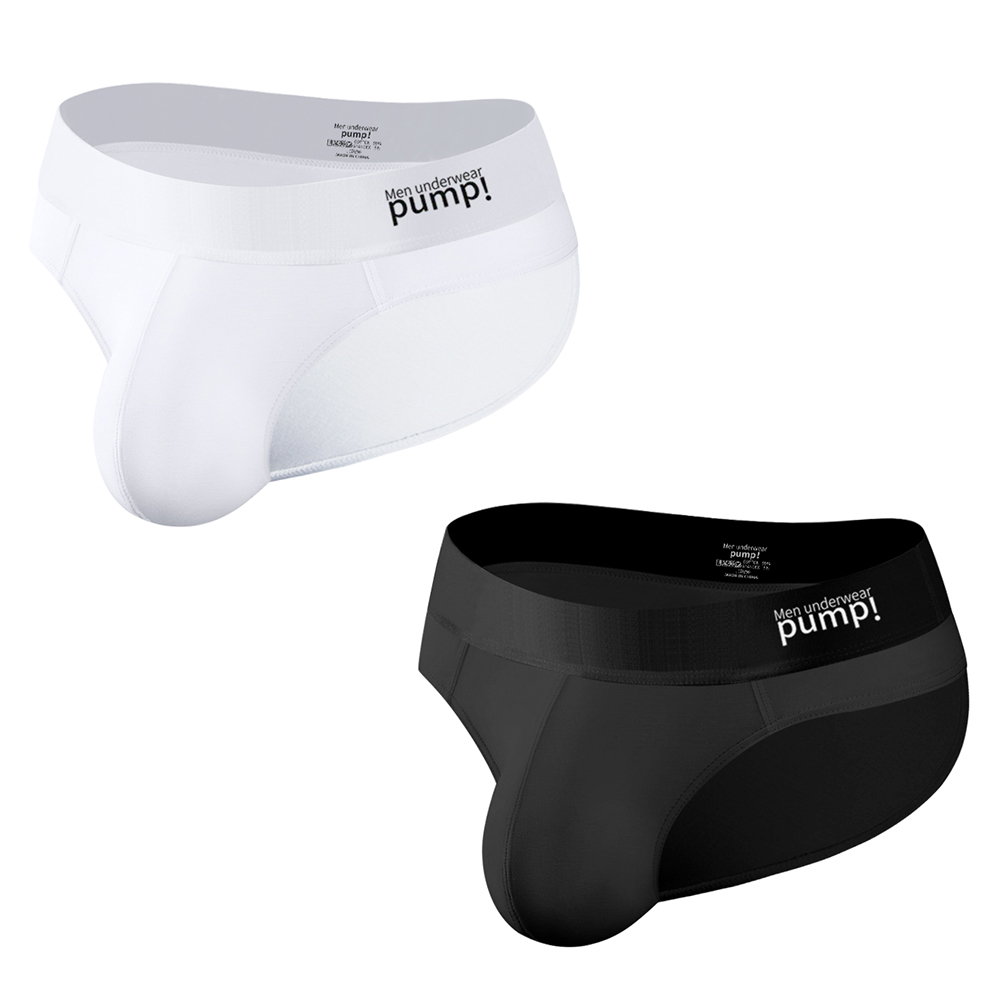 2 PCS   Cotton Comfortable Mens Breathable Briefs Solid Color Simple Fashion Sexy Men Underwear U convex Hip lifting Male Underpants