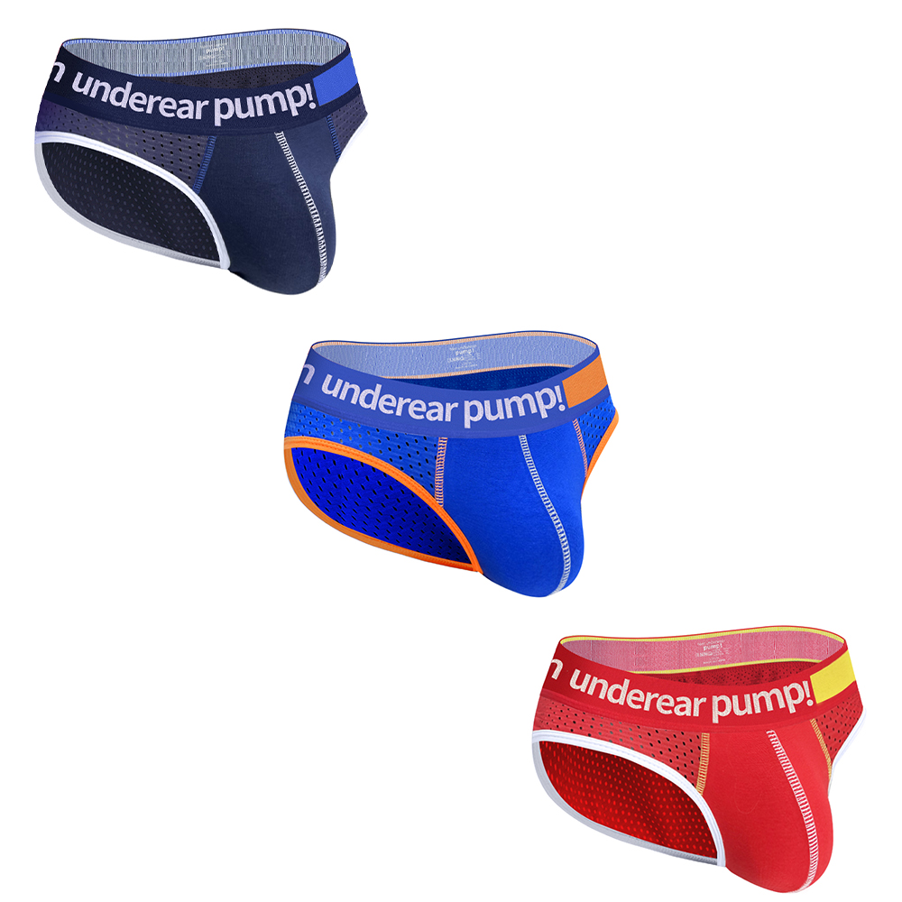 3PCS   Mesh Low Waist Mens Briefs Simple Sports Breathable Quick Dry Underwear Men Fashion Sexy U convex Triangle Underpants Male Panties
