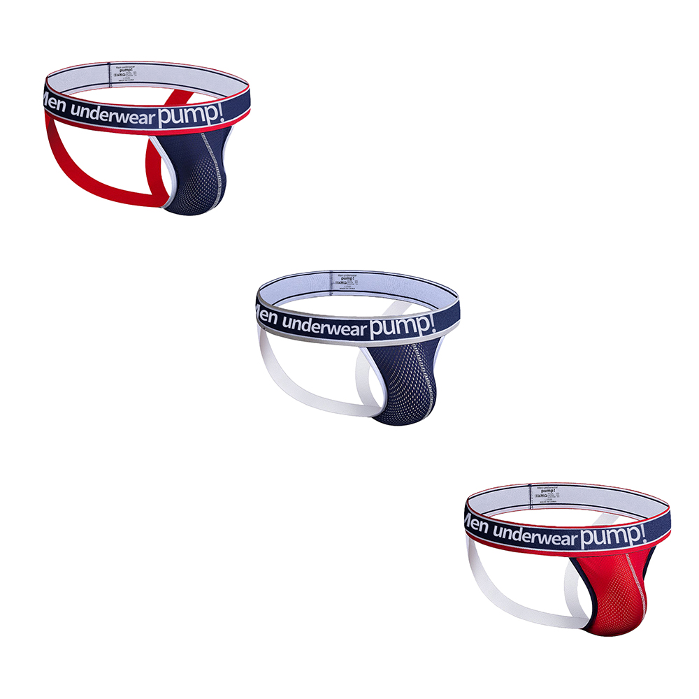 3 PCS   Breathable Mesh Double Thong Mens Comfortable Sports Jockstrap Man Fashion Underwear No Need To Take off Fun Sexy Underpants Male T-Back