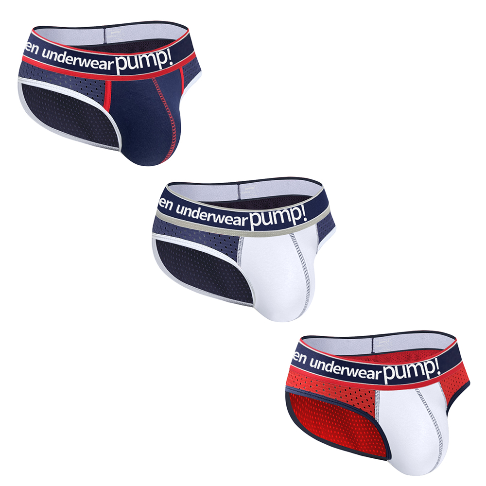 3PCS  Sexy Mens Briefs Mesh Sports Breathable Men Underwear Hip Raise Low Waist Slim Fit Big U Pouch Underpant Male Triangle Panties