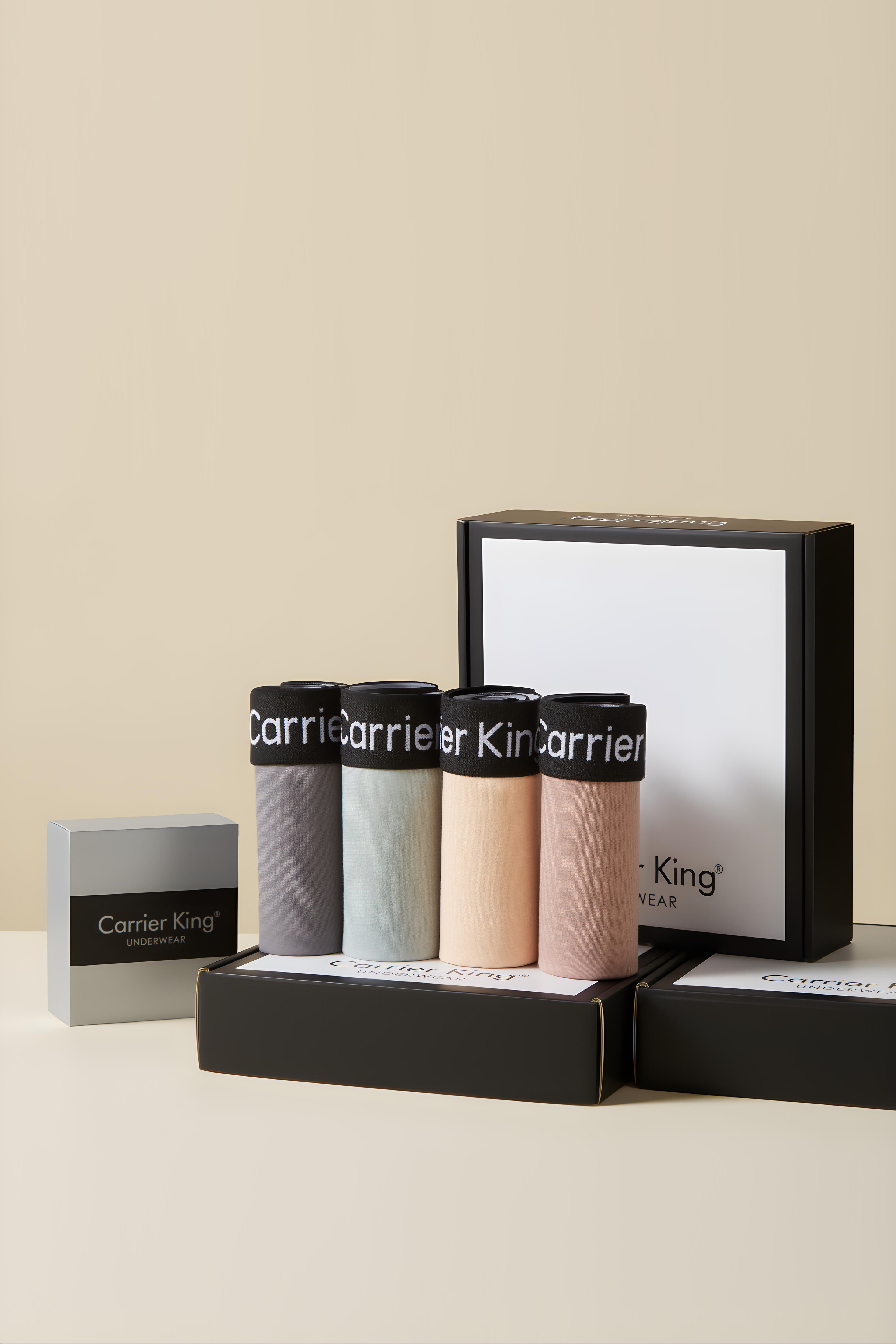 Carrier&amp;amp;amp;King 聚酯纤维男士内裤 柔软透气平角裤 简约纯色男式内裤礼盒