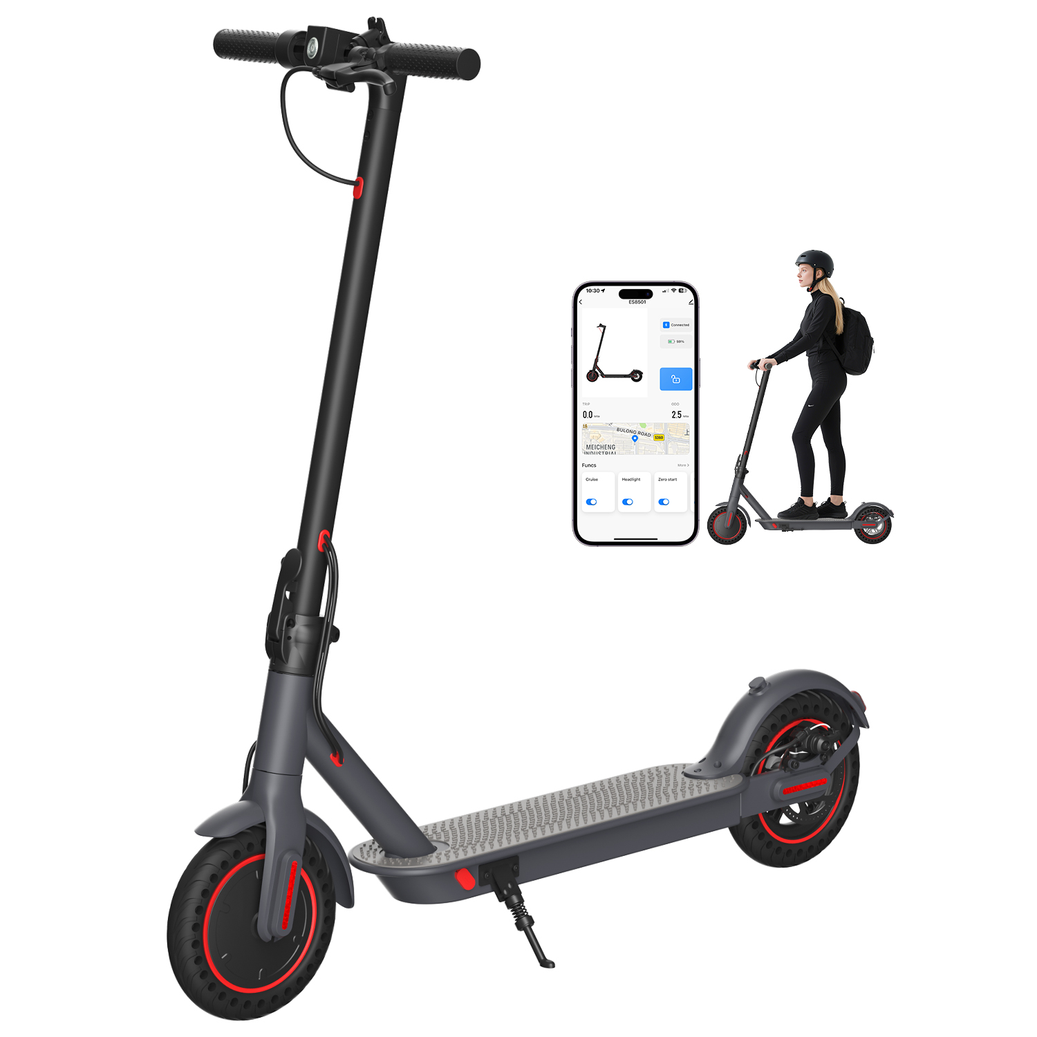 App-Controlled Foldable Electric Scooter – One-Key Smart Control, Cruise Control & Lock, Portable Commuter E-Scooter for Young Adults, Ideal for Urban City Daily Travel
