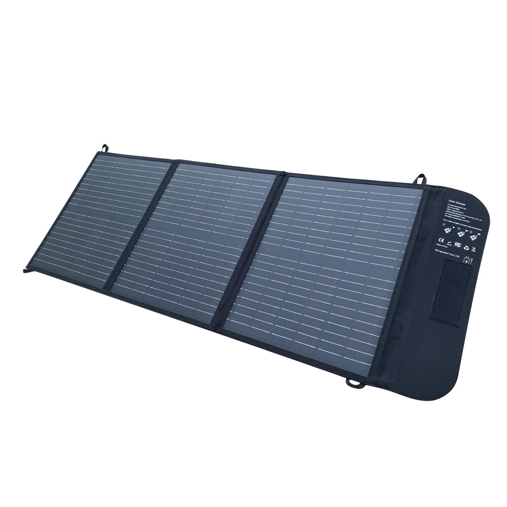 60W Outdoor Portable Foldable Monocrystalline Solar Panel Kit Tempered Low Iron Glass Front Cover for All Black 21% Solar