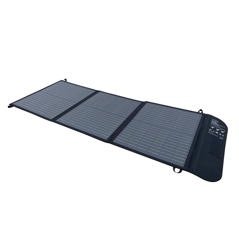 60W Outdoor Portable Foldable Monocrystalline Solar Panel Kit Tempered Low Iron Glass Front Cover for All Black 21% Solar
