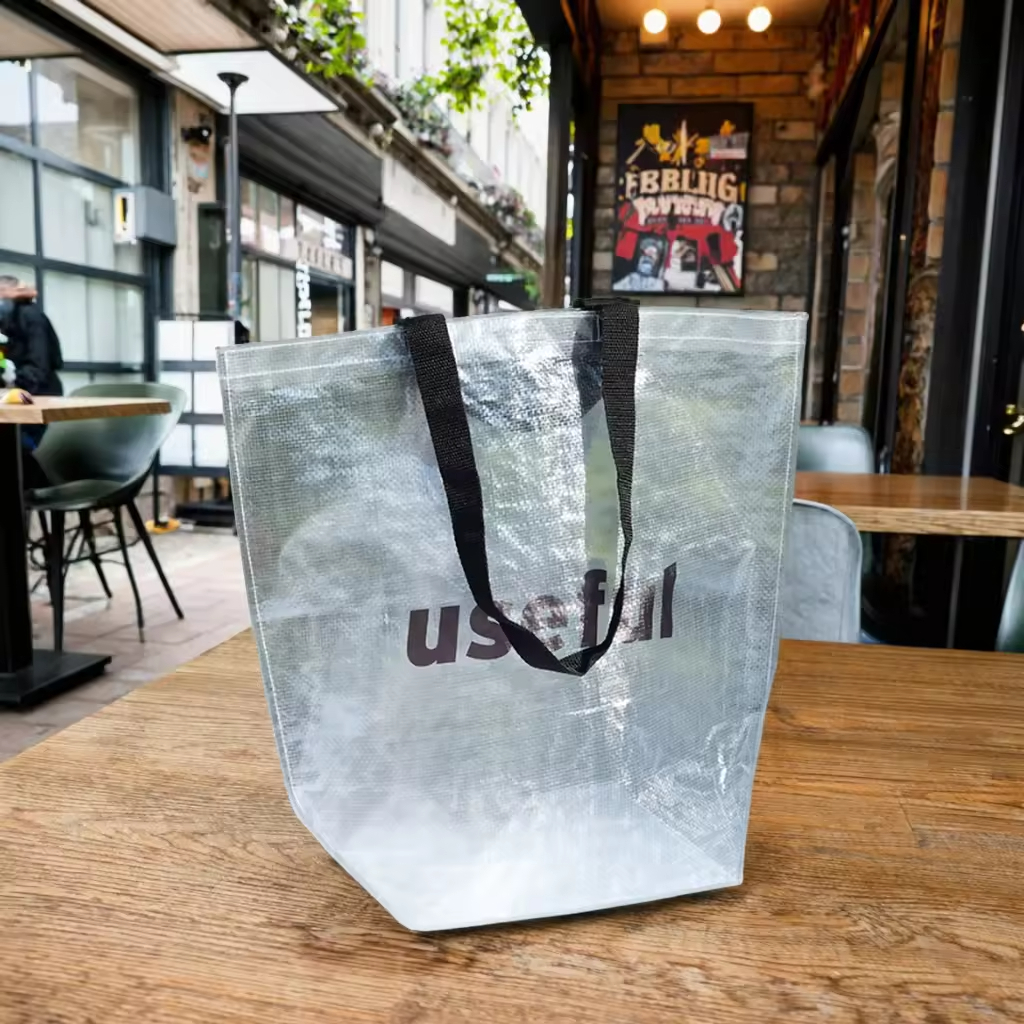 Custom Printed Eco Handbag Clear Woven Tote Reusable PP Simple Shopping Bag Lifestyle Accessory