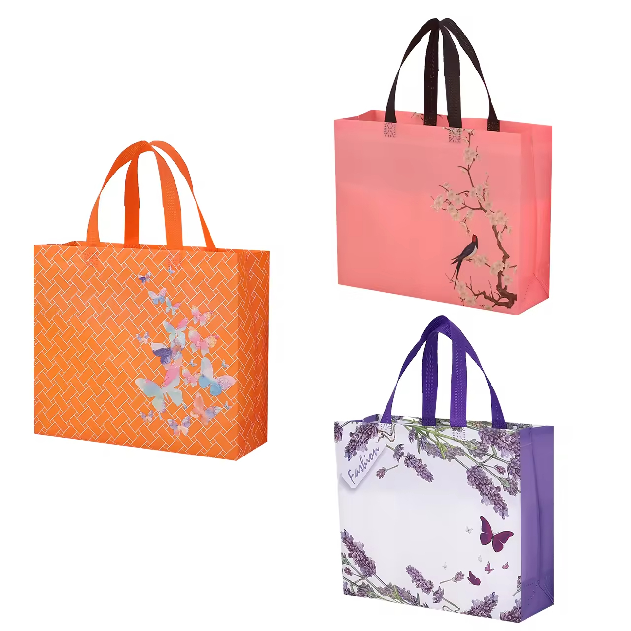 Environmental Activity Gift Reusable Nonwoven Shopper Aesthetic Bird Feathers Pattern Grey Shopping Tote for Groceries Beach