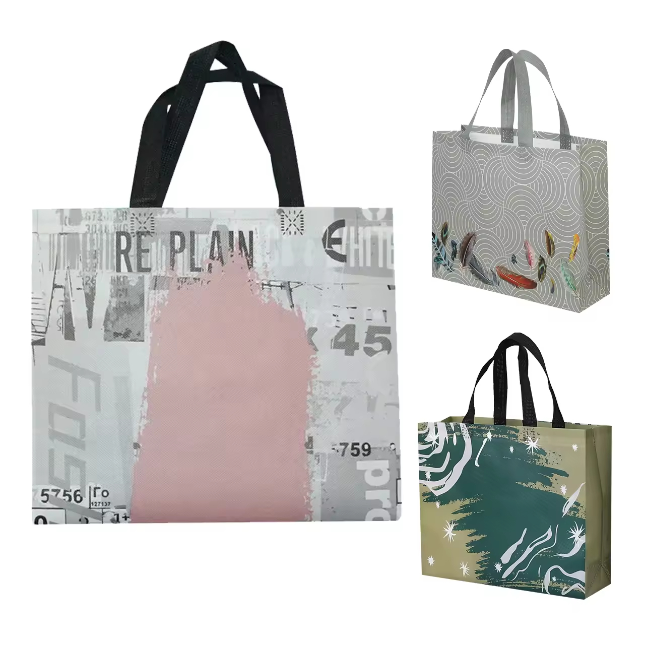 Eco-Friendly Reusable Folding Tote Bag Custom Logo Printing and Vivid Pattern Non-Woven Fabric Shopping Handbag