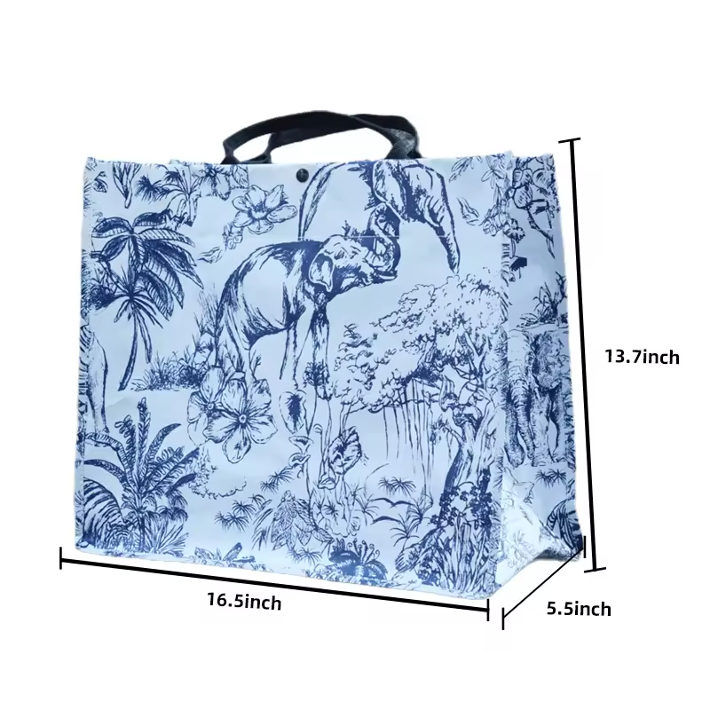 Women's Eco Friendly Fashion Tote Bag Large Capacity Waterproof Single Shoulder Beach Travel Bag with Printed Design