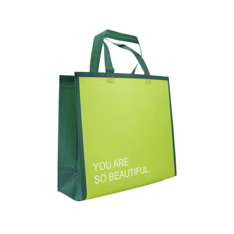 Custom Folding Reusable Non-woven Tote Recycled Shopping Bags Grocery Carrier with Handle Eco Stylish Durable PP Supermarket Bag