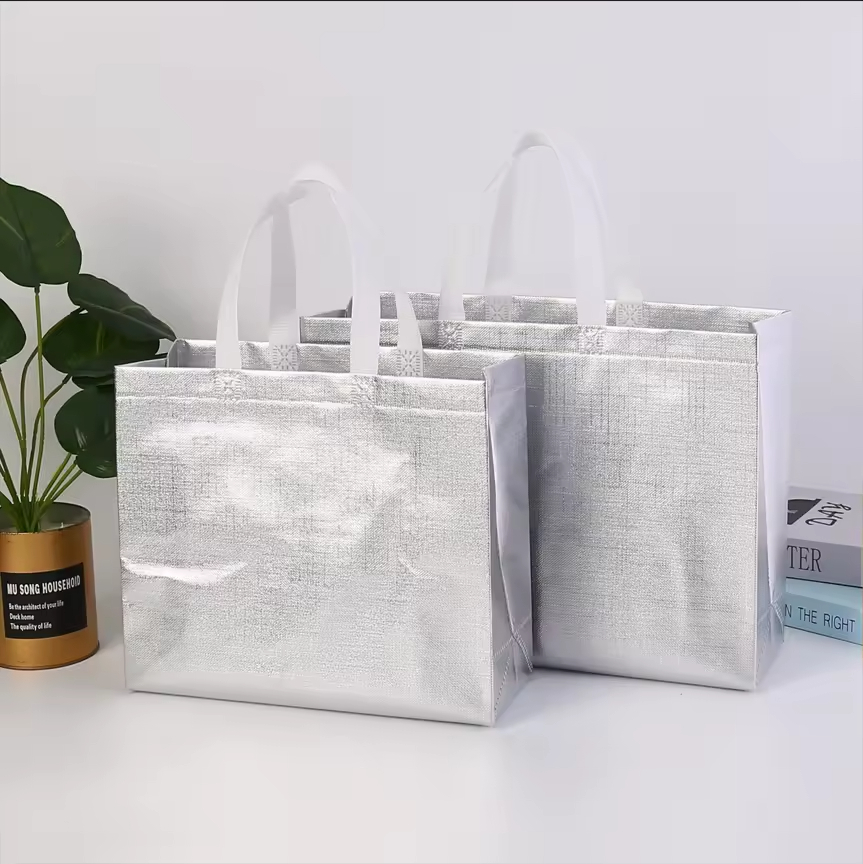 Hot Sale Eco-Friendly Reusable Shopping Tote Matte Metallic Laminated Non-Woven Gift Bags