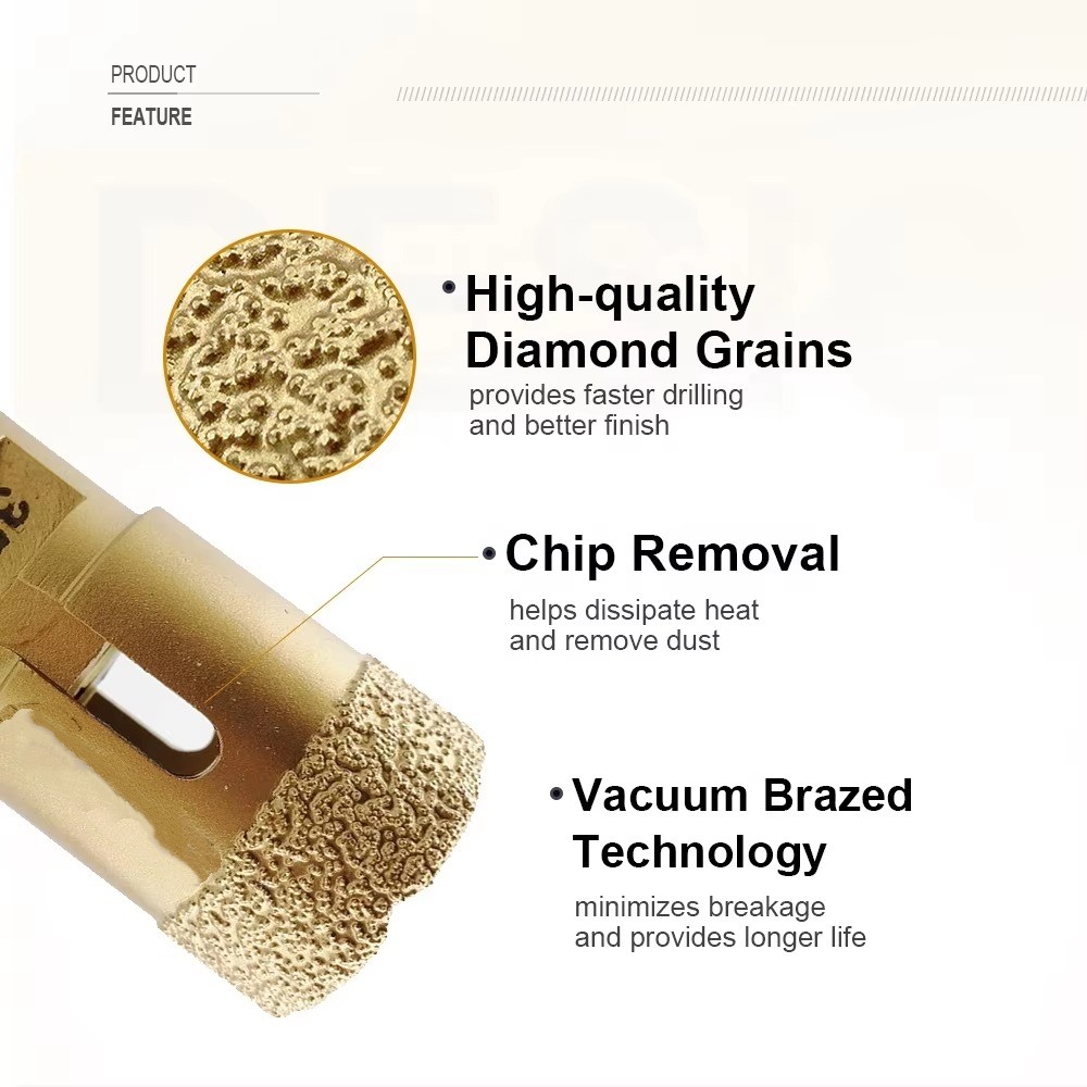Vacuum Brazed Diamond Core Bit Porcelain Tile Hole Saw Marble Drill Hole Cutter With M14 Thread 