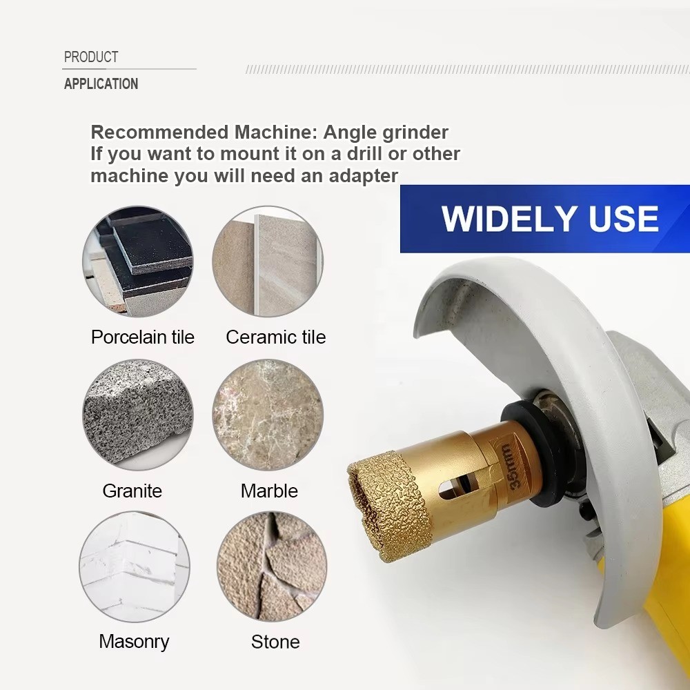 Vacuum Brazed Diamond Core Bit Porcelain Tile Hole Saw Marble Drill Hole Cutter With M14 Thread 