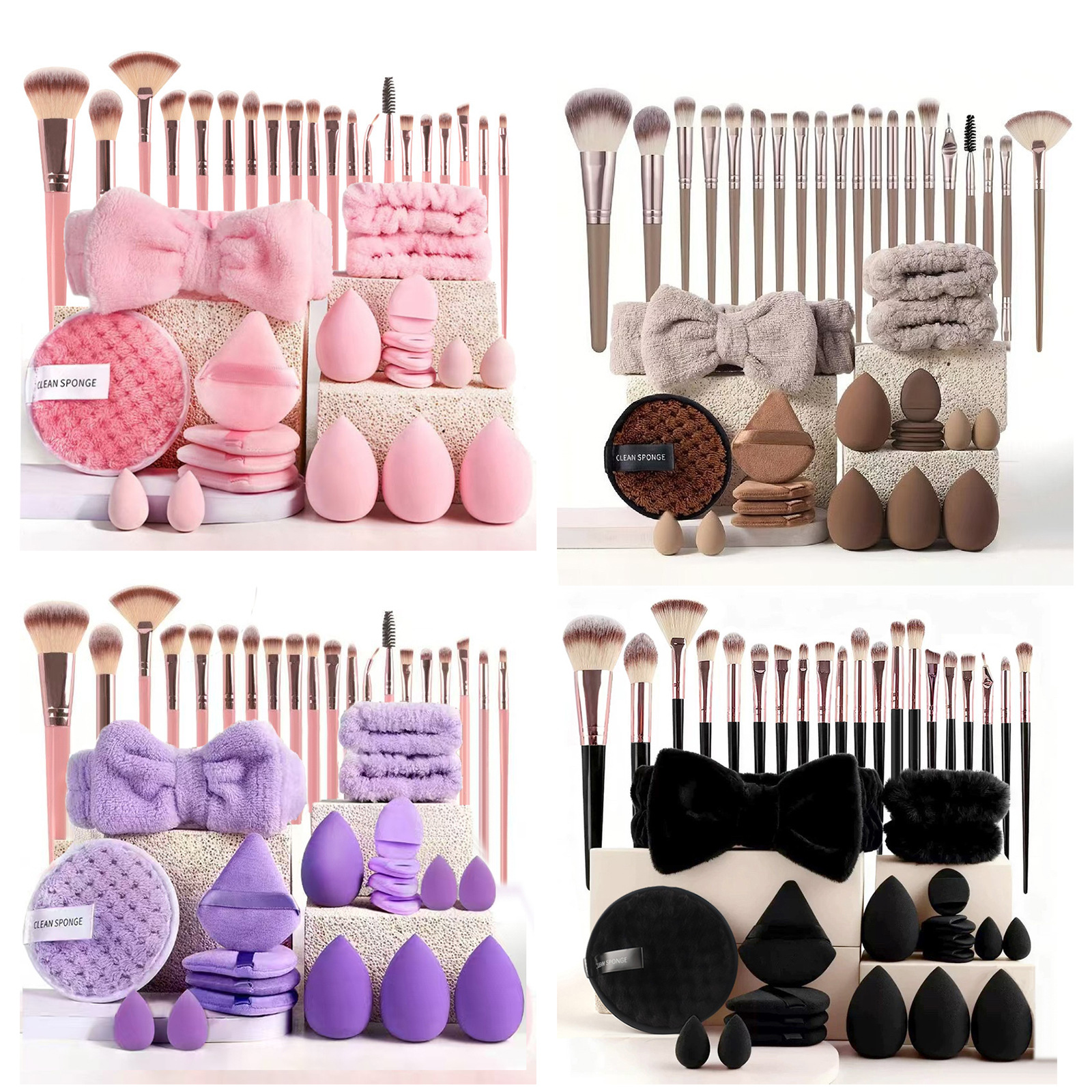 Conjunto de esponjas de belleza de cápsula espacial, kit de esponja de maquillaje y puff, para uso húmedo y seco, esponjas cosméticas al por mayor MOQ: 20 piezas. Por favor, ordene 20 piezas o más