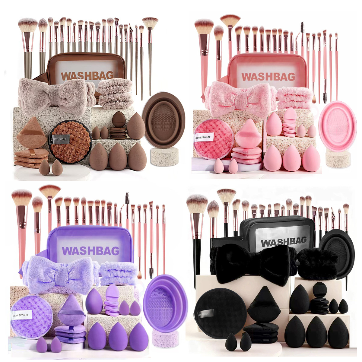 Conjunto de esponjas de belleza de cápsula espacial, kit de esponja de maquillaje y puff, para uso húmedo y seco, esponjas cosméticas al por mayor MOQ: 20 piezas. Por favor, ordene 20 piezas o más