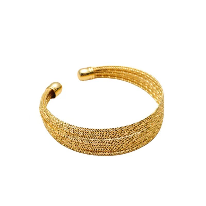 30개 C자형 오픈 커프 뱅글, 금속 오픈 와이어 팔찌, 2021년 최신 트렌드 패션 브러시 마감 주얼리